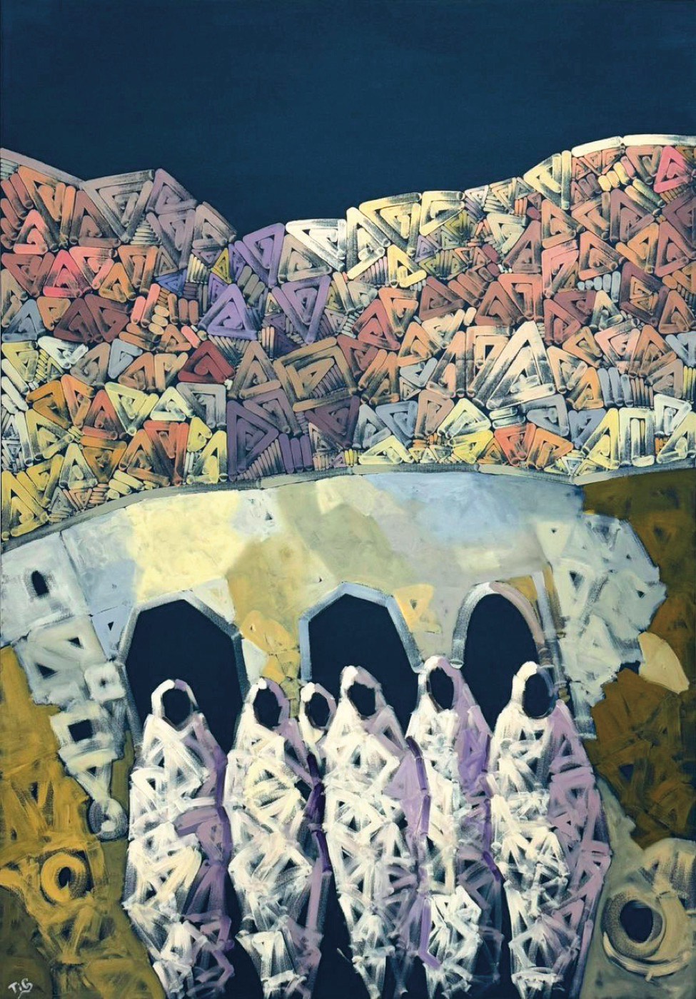 Les veilleuses de la colline, huile sur toile, 150 × 200 cm